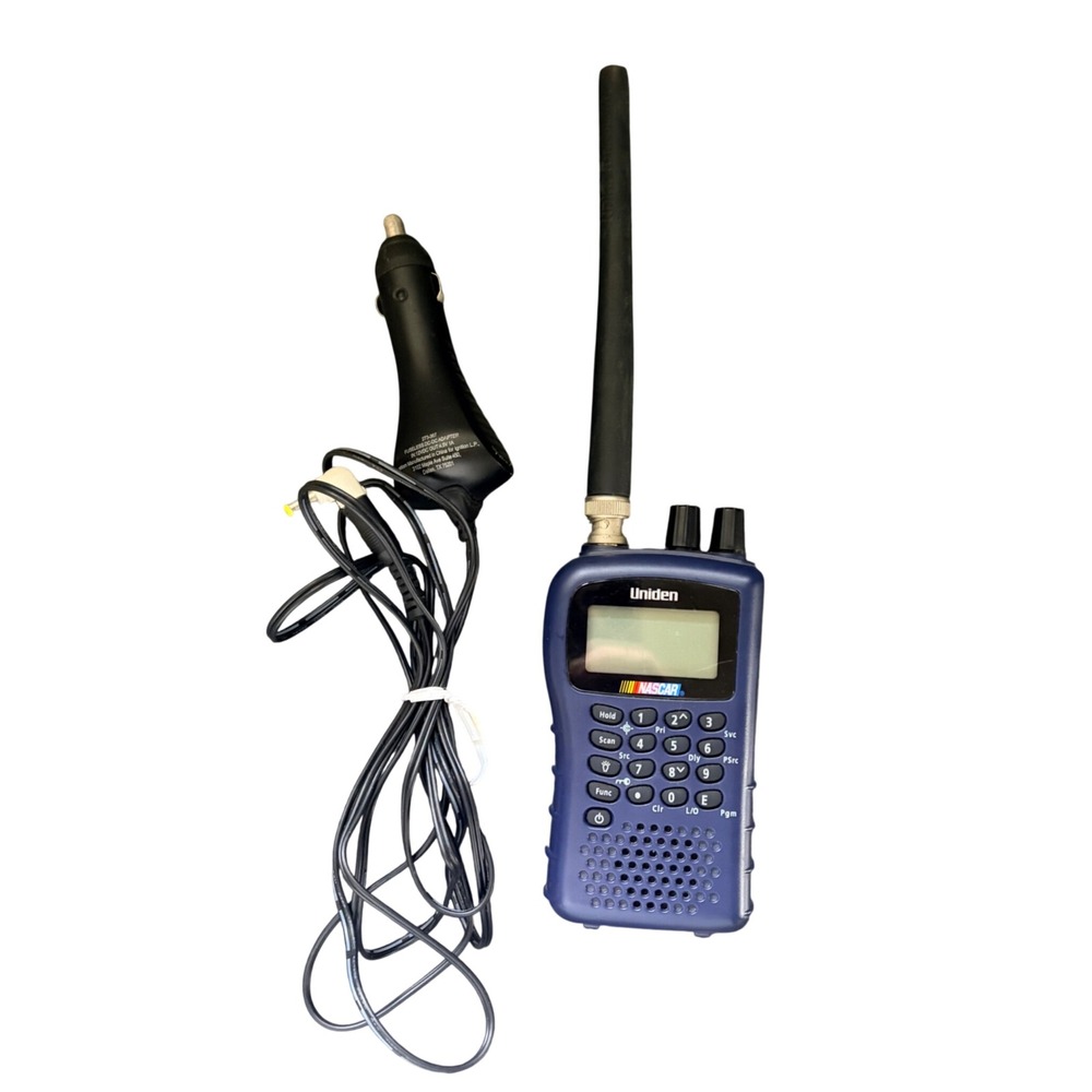 Uniden NASCAR Bearcat Handheld Radio Scanner Blue with 12V Car Power Adapter